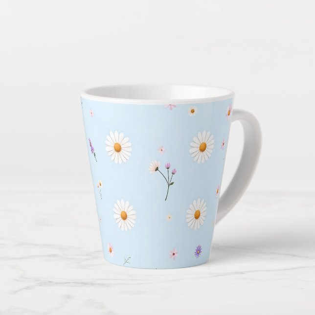 Taza De Café Latte Florcitas de Lila  (Ángulo derecho)