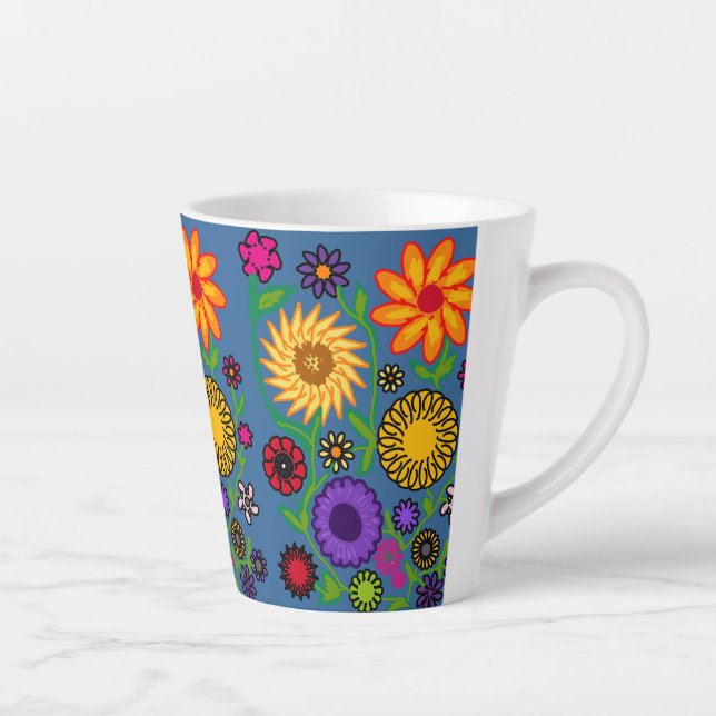 Taza De Café Latte floreado  (Derecha)