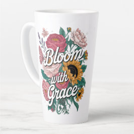 Taza De Café Latte Florece con Gracia