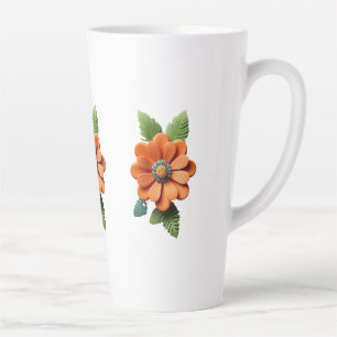 Taza De Café Latte Florecer en Ember Papercut Pétalos Marigold de Med