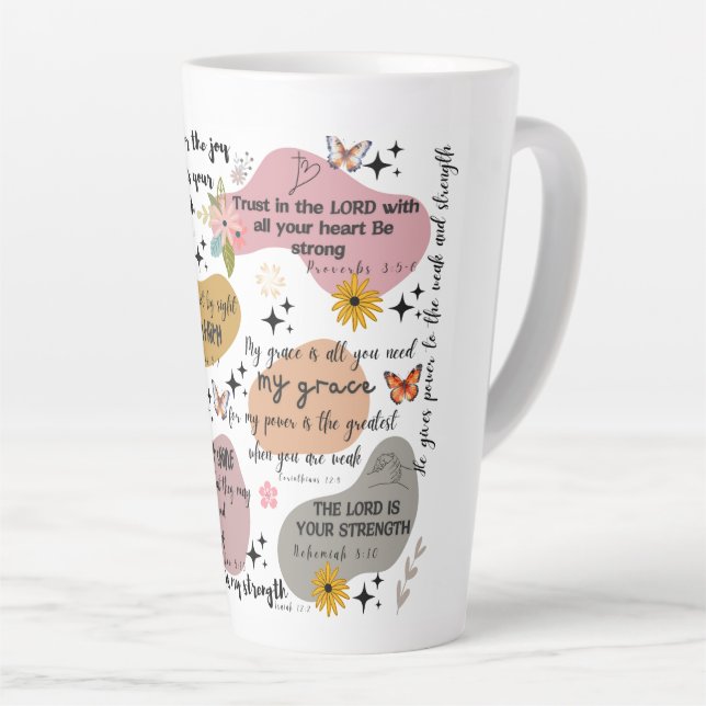Taza De Café Latte Florecimiento fiel (Ángulo derecho)