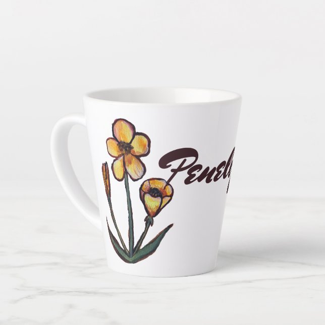 Taza De Café Latte Flores (Ángulo izquierdo)