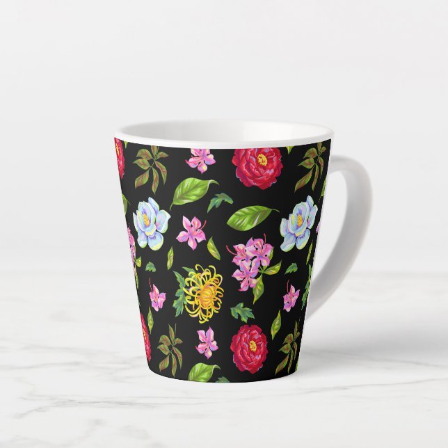 Taza De Café Latte Flores (Ángulo derecho)