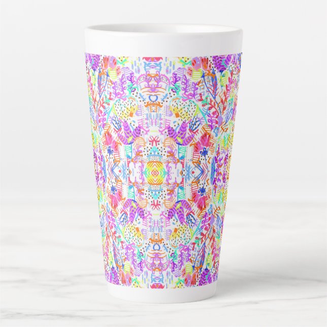 Taza De Café Latte Flores abstractas pastel (Anverso)