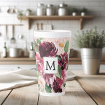 Taza De Café Latte Flores acuáticas modernas monogramadas<br><div class="desc">Flores acuáticas modernas monogramadas</div>