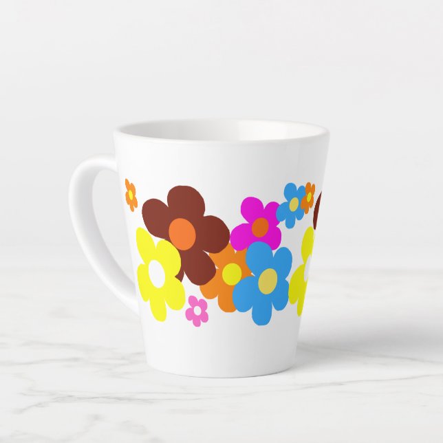 Taza De Café Latte Flores alegres y coloridas (Ángulo izquierdo)