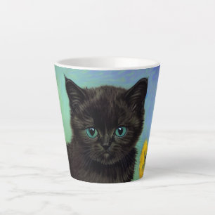 Taza De Café Latte Flores amarillas de gato negro Van Gogh