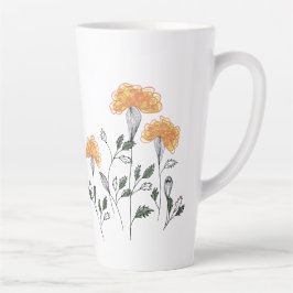 Taza De Café Latte Flores amarillas felices Latte Mug