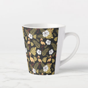 Taza De Café Latte Flores amarillas y blancas sin costura