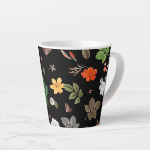 Taza De Café Latte Flores amarillas y rosas blancas 8