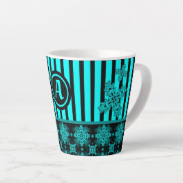Taza De Café Latte Flores artdeco en estilo retro con monograma