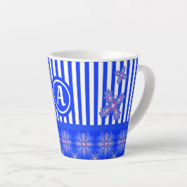 Taza De Café Latte Flores artdeco en estilo retro con monograma