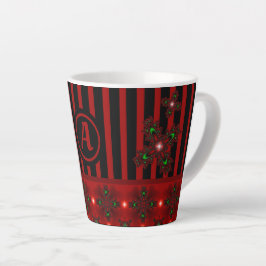 Taza De Café Latte Flores artdeco en estilo retro con monograma