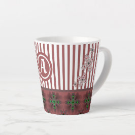 Taza De Café Latte Flores artdeco en estilo retro con monograma