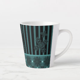 Taza De Café Latte Flores artdeco en estilo retro con monograma