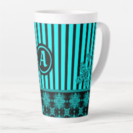 Taza De Café Latte Flores artdeco en estilo retro con monograma