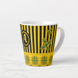 Taza De Café Latte Flores artdeco en estilo retro con monograma