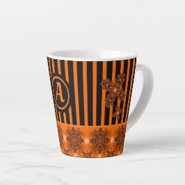 Taza De Café Latte Flores artdeco en estilo retro con monograma