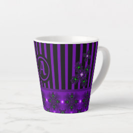 Taza De Café Latte Flores artdeco en estilo retro con monograma