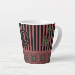 Taza De Café Latte Flores artdeco en estilo retro con monograma