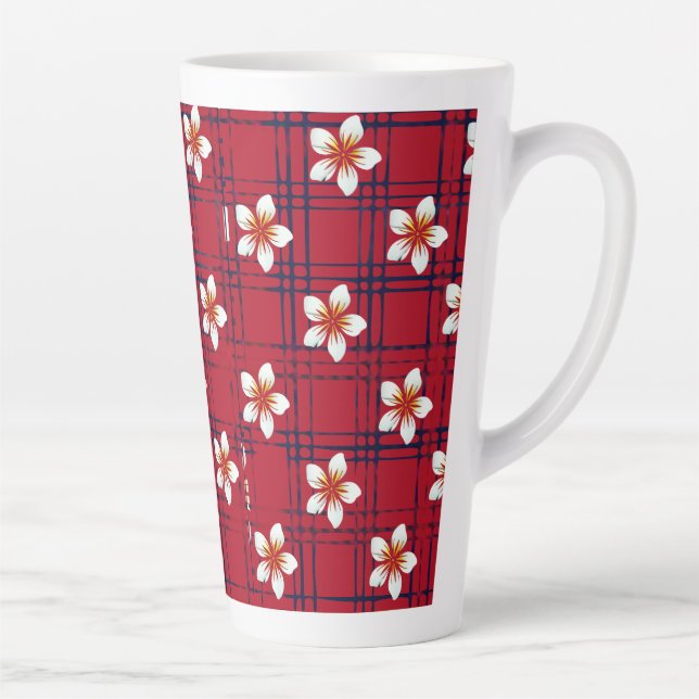 Taza De Café Latte Flores blancas bonitas (Derecha)