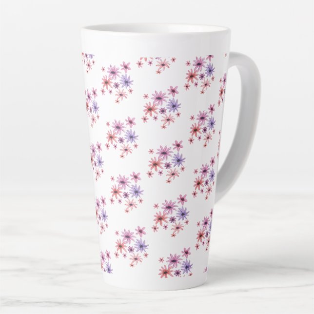 Taza De Café Latte Flores Caprichosas (Ángulo derecho)