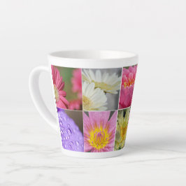 Taza De Café Latte Flores coloridas florecen