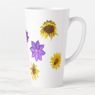 Taza De Café Latte Flores cortadas de color brillante