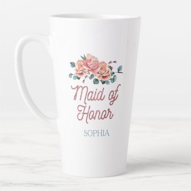 Taza De Café Latte Flores de bodas venecianas, empleada de café de ho (Izquierda)