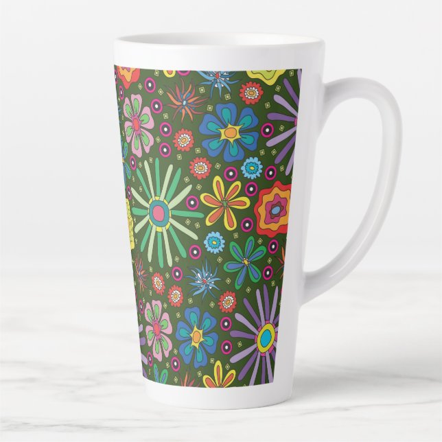 Taza De Café Latte Flores de celebración (Derecha)