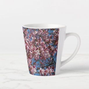 Taza De Café Latte Flores de cerezo y flor de Blue Sky Spring