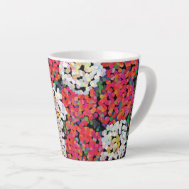Taza De Café Latte Flores de Cristal Rojo