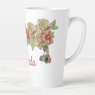 Taza De Café Latte Flores de cuero