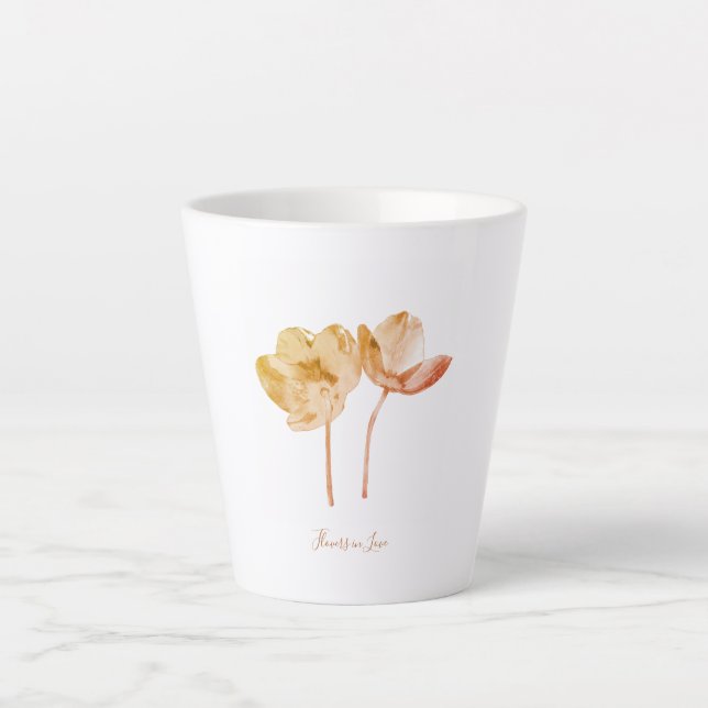 Taza De Café Latte Flores de época Delicadas - Jardín elegante de fan (Anverso)