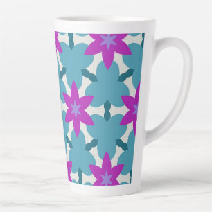 Taza De Café Latte Flores de Estrella Teal y Púrpura Brillantes PP4
