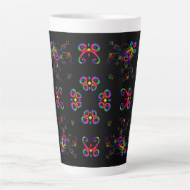 Taza De Café Latte Flores de Fiesta Bailando