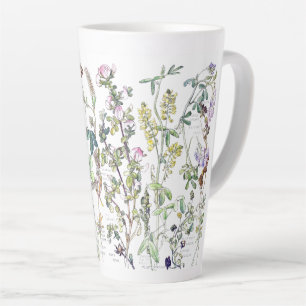 Taza De Café Latte Flores de flores silvestres de encaje botánico la