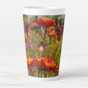 Taza De Café Latte Flores de fresa
