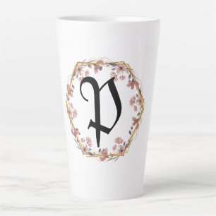 Taza De Café Latte Flores de gradiente de acuarela moderna Nombre del