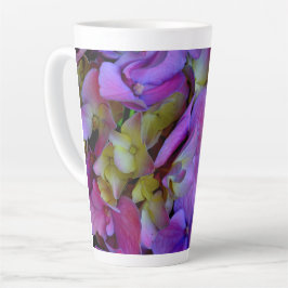 Taza De Café Latte Flores de Hydrangeas azul morado
