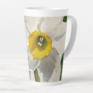 Taza De Café Latte Flores de Iris Acuarela Modernas