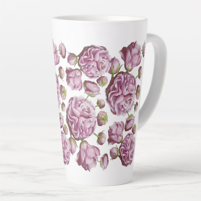 Taza De Café Latte Flores de jardín de Camellia Rosa (Ángulo derecho)