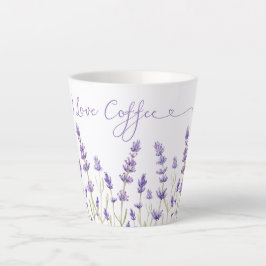 Taza De Café Latte Flores de lavanda Me encanta el café Latte Mug