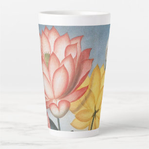 Taza De Café Latte Flores de Loto Antiguas, El Frijol Egipcio Sagrado