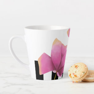 Taza De Café Latte Flores de magnolia rosa