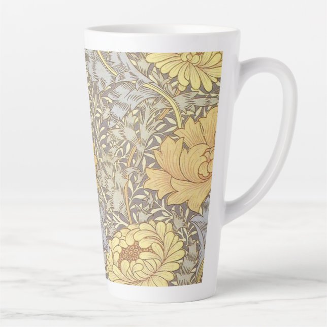 Taza De Café Latte Flores de Mamá William Morris Chrysanthemum (Derecha)