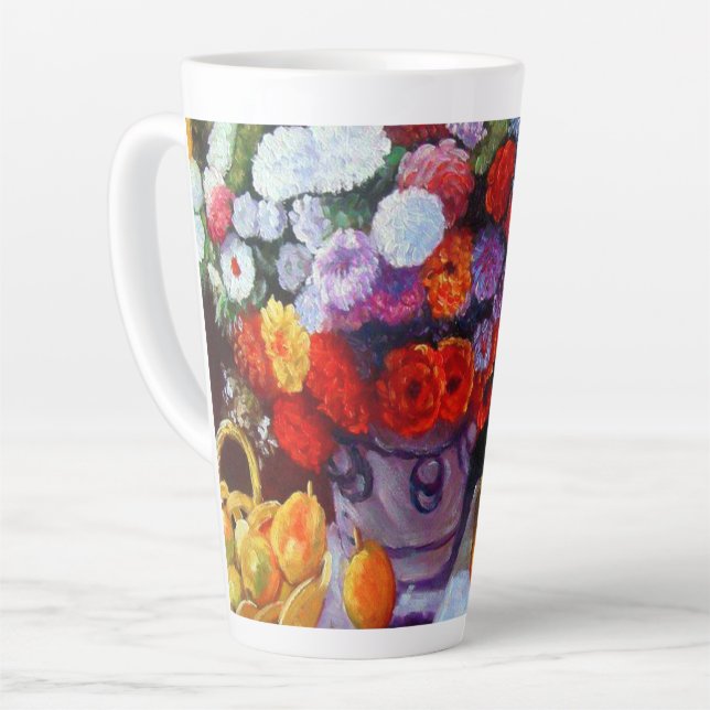 Taza De Café Latte Flores de mono y fruta (Ángulo izquierdo)