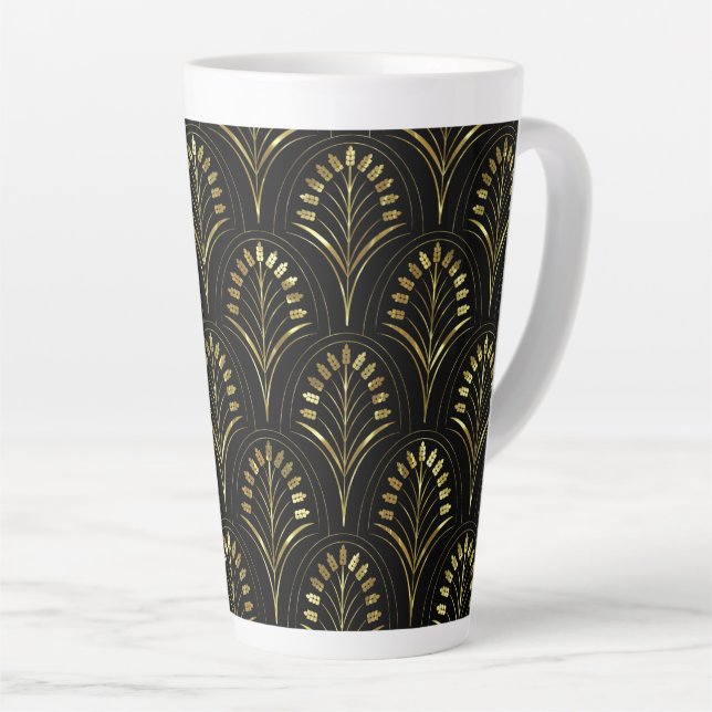 Taza De Café Latte Flores de oro de Art Nouveau (Ángulo derecho)
