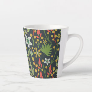 Taza De Café Latte Flores de patrón sin costura y flor coloridas