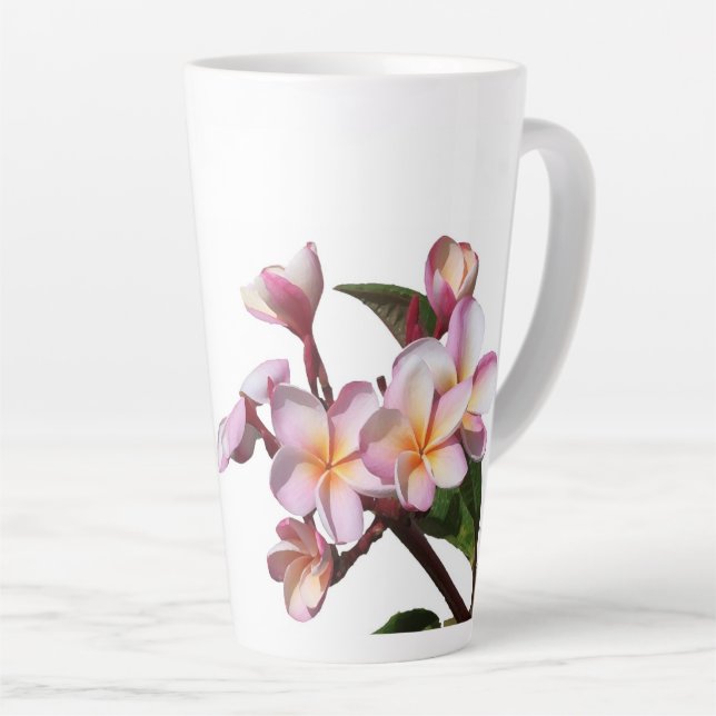 Taza De Café Latte Flores de Plumeria Fotografía Latte Mug (Ángulo derecho)